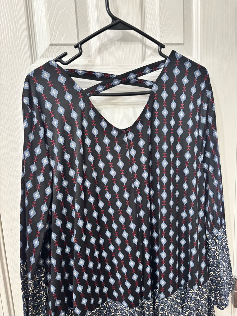 Style & Co Printed Boho Tunic Top Bell Sleeve Criss Cross Back Plus Size XXL 2X - Picture 7 of 7